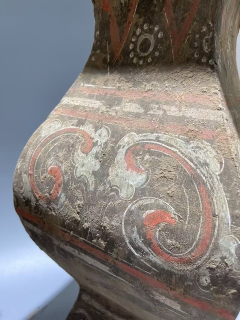 古玩陶瓷漢·云氣紋彩繪陶坊一對拍賣，當前價格500元