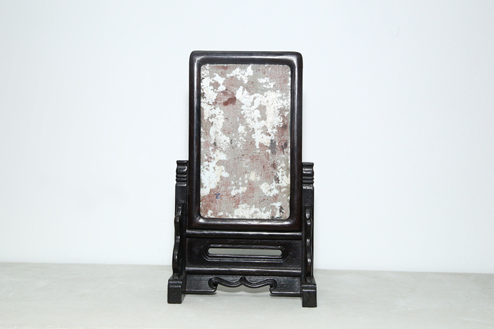 古玩陶瓷清中晚·粉彩人物故事紋詩文瓷板硯屏真品鑒賞圖