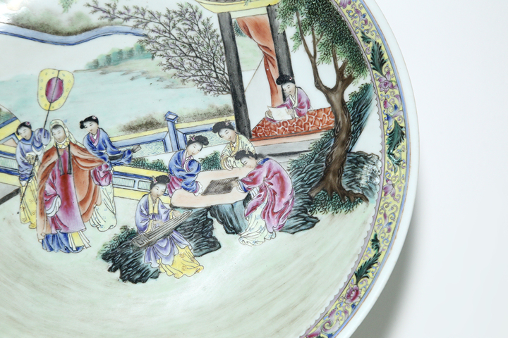 古玩陶瓷民國·粉彩仕女人物故事紋大盤真品鑒賞圖