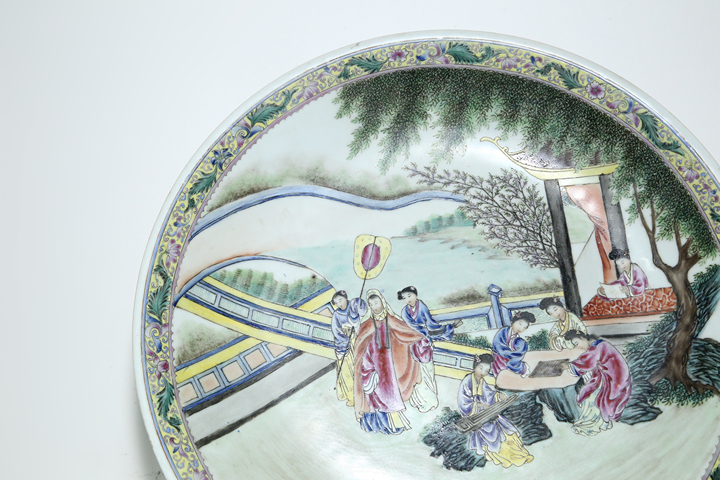 古玩陶瓷民國·粉彩仕女人物故事紋大盤真品鑒賞圖