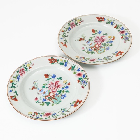 古玩陶瓷清雍正 粉彩花卉紋折沿盤真品鑒賞圖