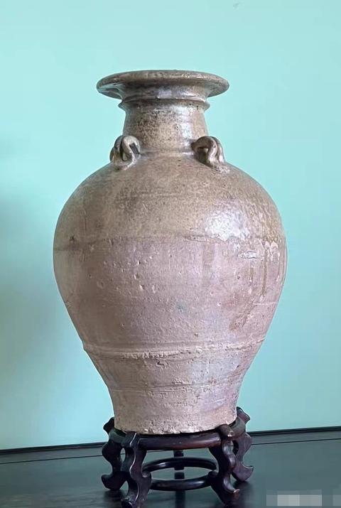 古玩陶瓷青釉四系盤(pán)口瓶真品鑒賞圖