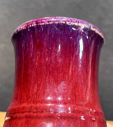 古玩陶瓷清乾隆窯變紅釉羅漢尊真品鑒賞圖