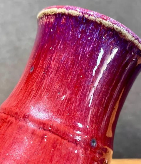 古玩陶瓷清乾隆窯變紅釉羅漢尊真品鑒賞圖