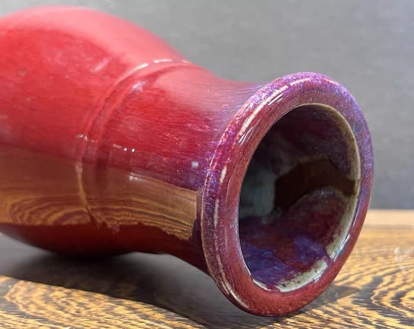 古玩陶瓷清乾隆窯變紅釉羅漢尊真品鑒賞圖