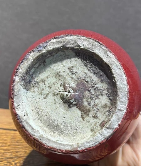 古玩陶瓷清乾隆窯變紅釉羅漢尊真品鑒賞圖