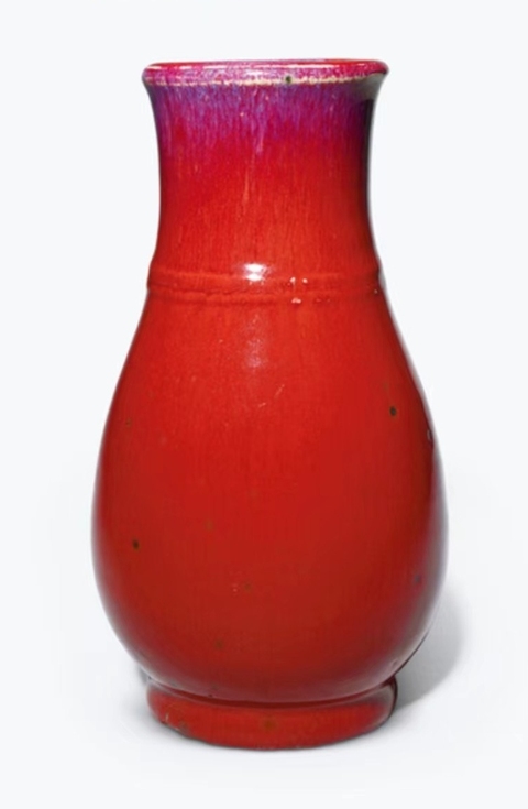 古玩陶瓷清乾隆窯變紅釉羅漢尊真品鑒賞圖