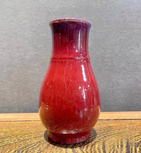 古玩陶瓷清乾隆窯變紅釉羅漢尊真品鑒賞圖