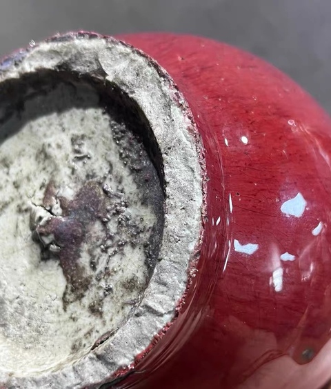 古玩陶瓷清乾隆窯變紅釉羅漢尊真品鑒賞圖