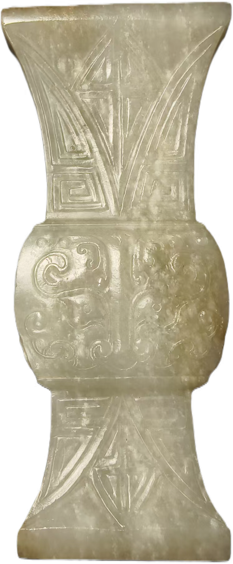 古玩玉器和田玉獸面紋花觚真品鑒賞圖