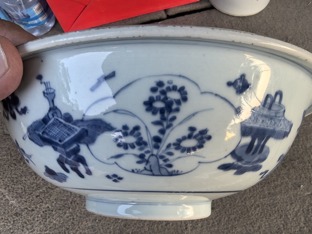 古玩陶瓷博古圖青花碗真品鑒賞圖