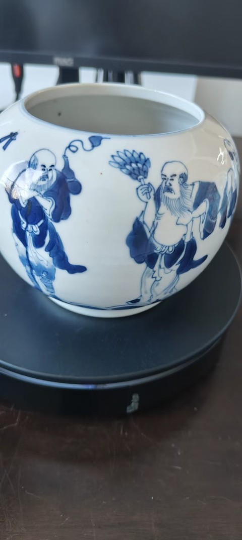 古玩陶瓷八仙圖青花水呈真品鑒賞圖