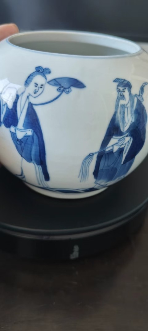 古玩陶瓷八仙圖青花水呈真品鑒賞圖