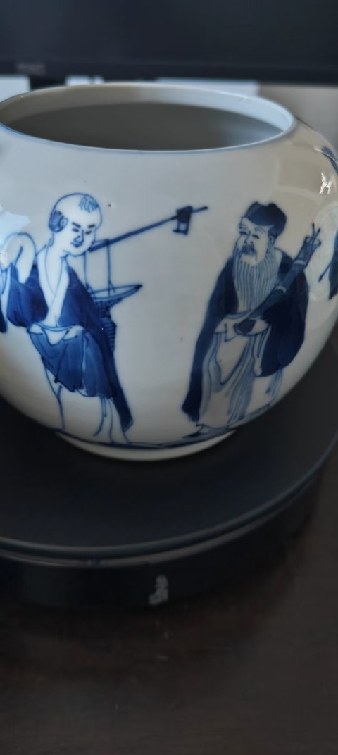 古玩陶瓷八仙圖青花水呈真品鑒賞圖