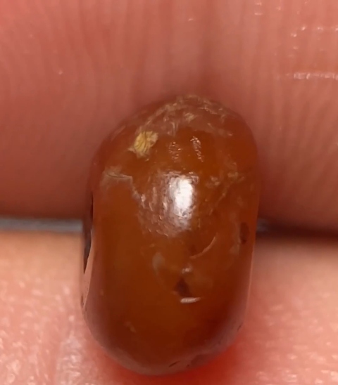 古玩玉器紅瑪瑙珠真品鑒賞圖