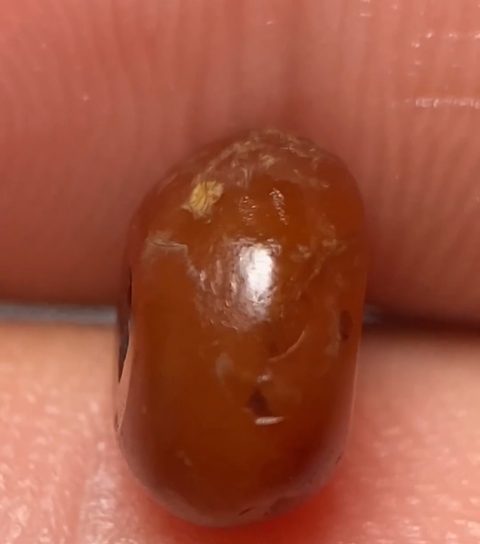 古玩玉器紅瑪瑙珠真品鑒賞圖