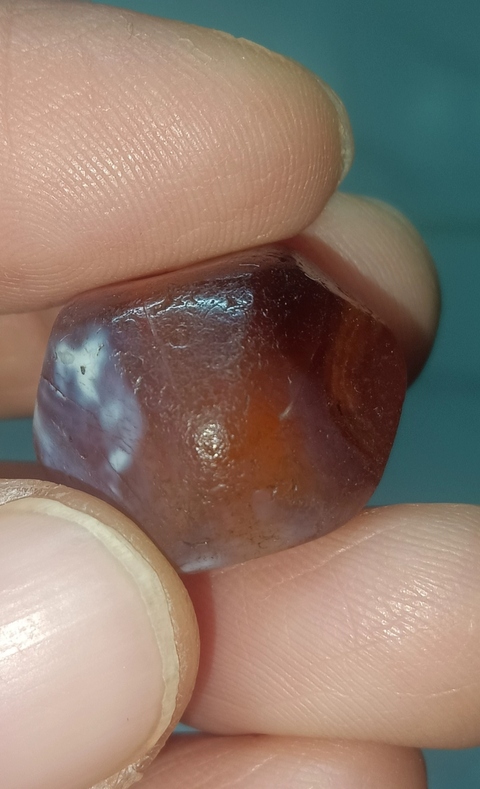 古玩玉器瑪瑙多棱珠真品鑒賞圖