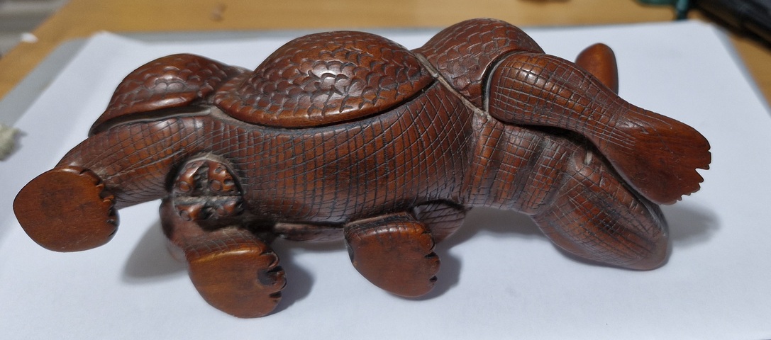 古玩雜項木雕犀牛擺件真品鑒賞圖