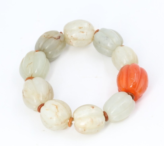 古玩玉器玉瓜棱珠手串真品鑒賞圖