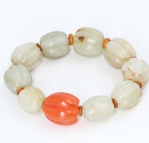 古玩玉器玉瓜棱珠手串真品鑒賞圖