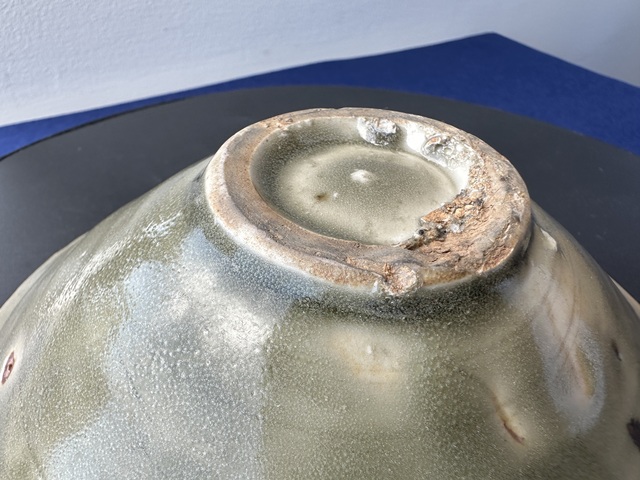 古玩陶瓷耀州窯纏枝花卉紋斗笠盞真品鑒賞圖