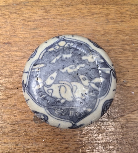 古玩陶瓷明晚期青花印泥盒拍賣，當前價格1800元