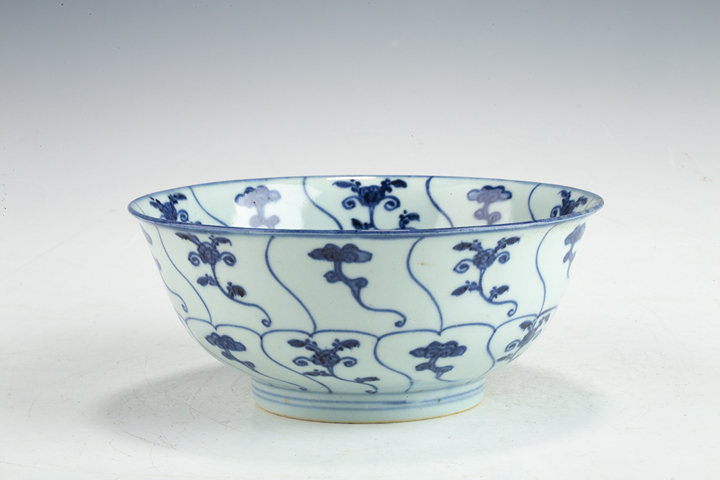 古玩陶瓷清早·青花開窗靈芝紋碗拍賣，當前價格1440元