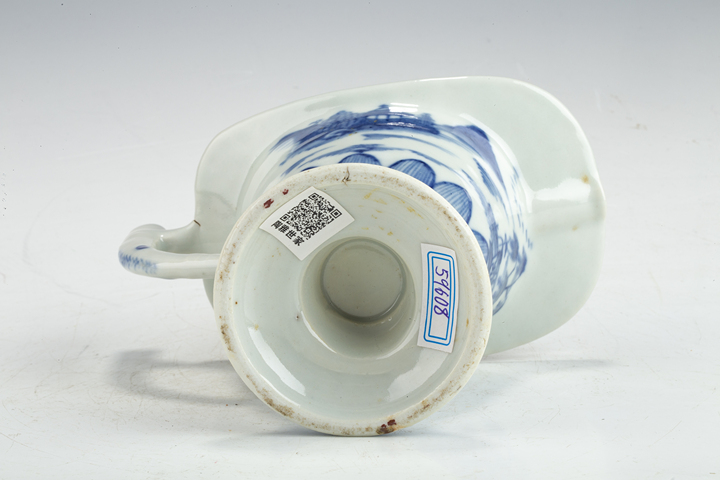 古玩陶瓷清中·青花山水樓閣紋奶杯拍賣，當前價格1316元