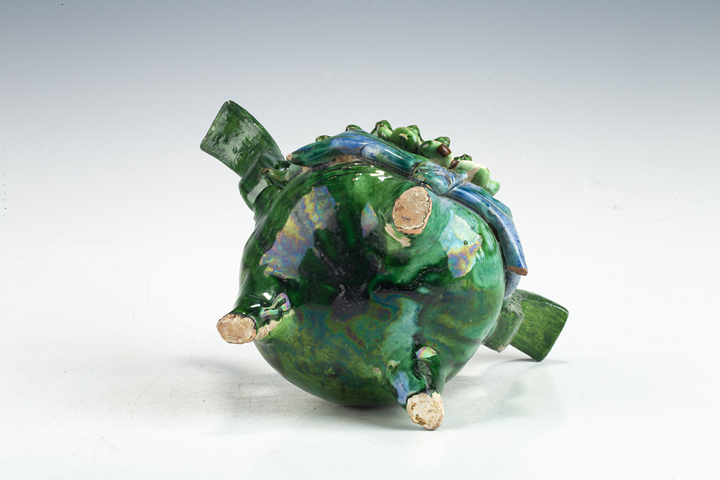 古玩陶瓷清·三彩堆塑花卉紋香爐真品鑒賞圖