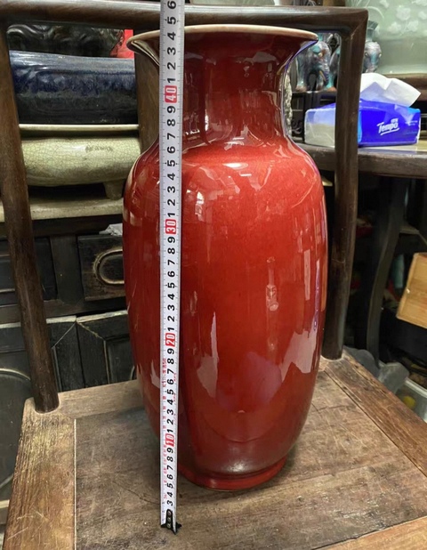 古玩陶瓷解放初期郎紅釉燈籠瓶拍賣，當前價格3860元