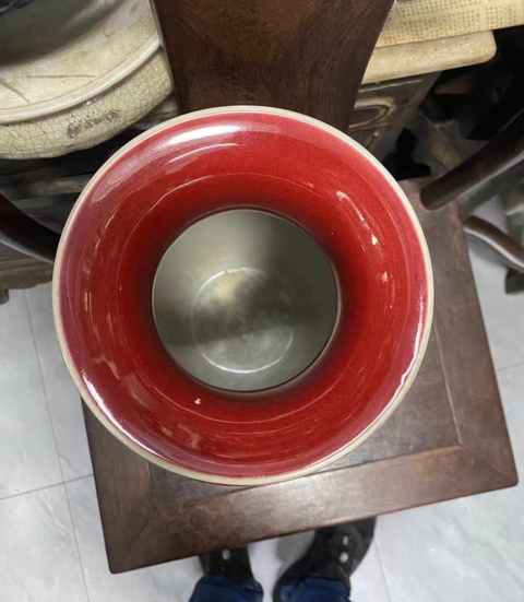 古玩陶瓷解放初期郎紅釉燈籠瓶拍賣，當前價格3860元