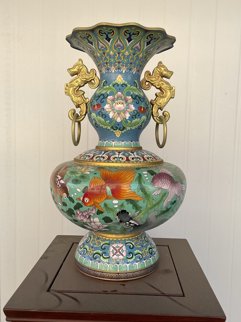 古玩雜項(xiàng)景泰藍(lán)花瓶拍賣，當(dāng)前價(jià)格120000元