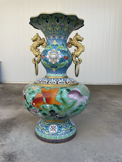 古玩雜項(xiàng)景泰藍(lán)花瓶拍賣，當(dāng)前價(jià)格120000元