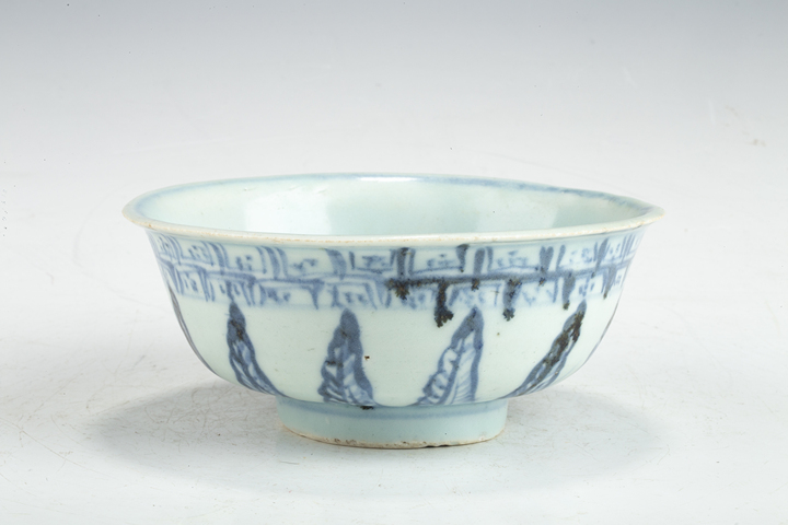 古玩陶瓷明中·青花蕉葉紋碗拍賣，當前價格870元