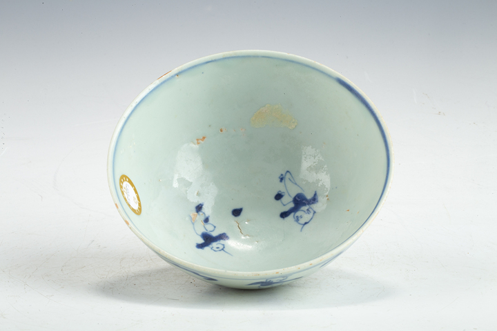 古玩陶瓷明晚·青花嬰戲紋碗拍賣，當前價格288元