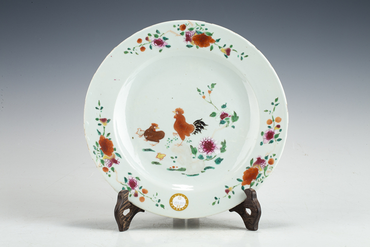 古玩陶瓷清中早·粉彩大吉圖折沿盤真品鑒賞圖