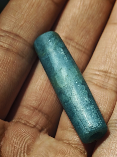 古玩玉器老天河石管珠真品鑒賞圖