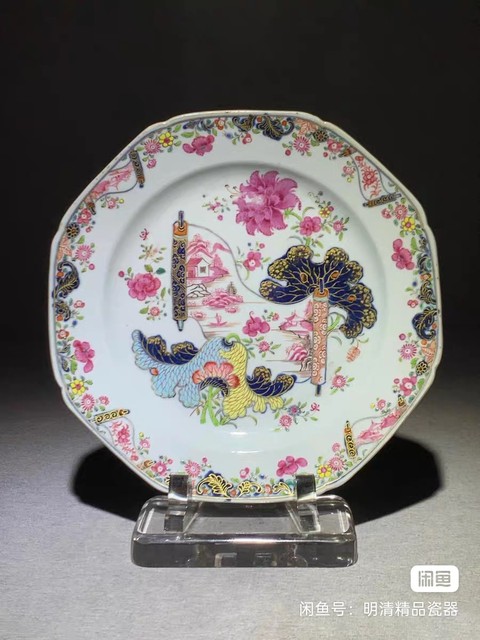 古玩陶瓷清中早期 粉彩盤真品鑒賞圖