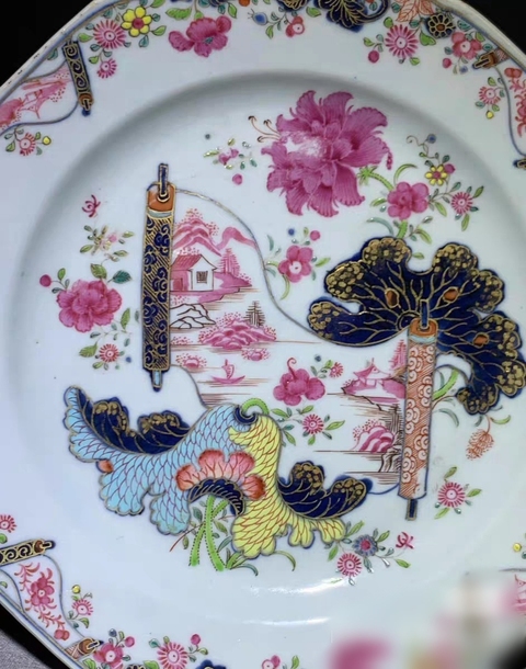 古玩陶瓷清中早期 粉彩盤真品鑒賞圖