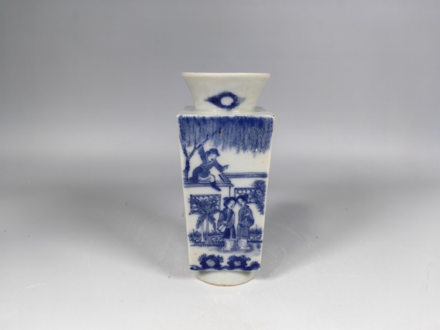 古玩陶瓷清中晚西廂記人物故事詩文四方賞瓶真品鑒賞圖