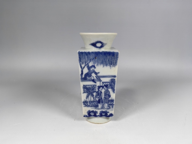 古玩陶瓷清中晚西廂記人物故事詩文四方賞瓶真品鑒賞圖