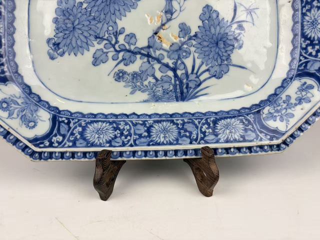 古玩陶瓷清乾隆.青花松竹梅大盤真品鑒賞圖