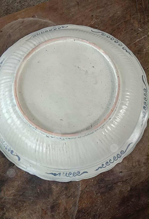 古玩陶瓷兔紋青花盤真品鑒賞圖