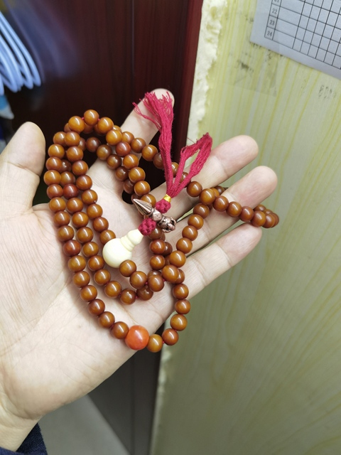 古玩雜項菩提根象牙果文玩珠串真品鑒賞圖