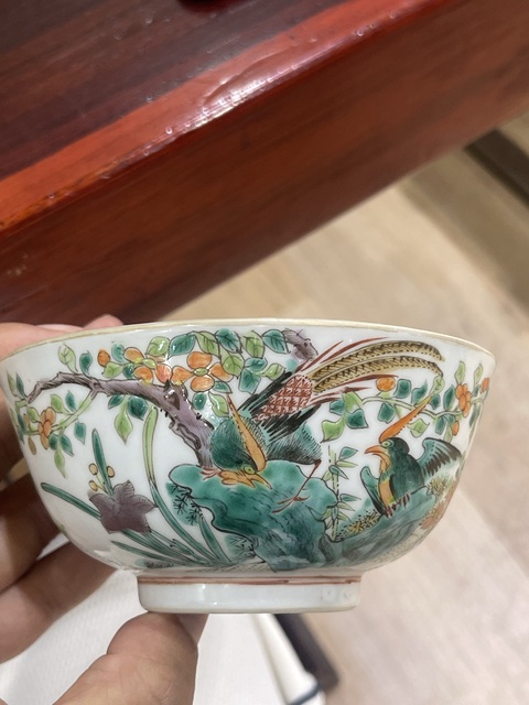 古玩陶瓷花鳥紋粉彩碗真品鑒賞圖