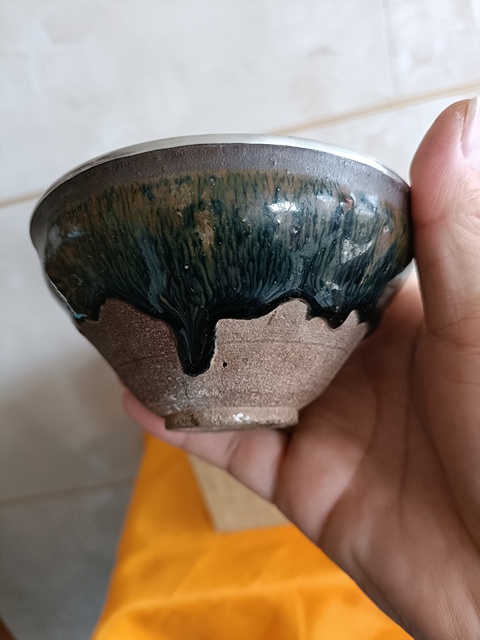 古玩陶瓷建窯兔毫束口盞真品鑒賞圖