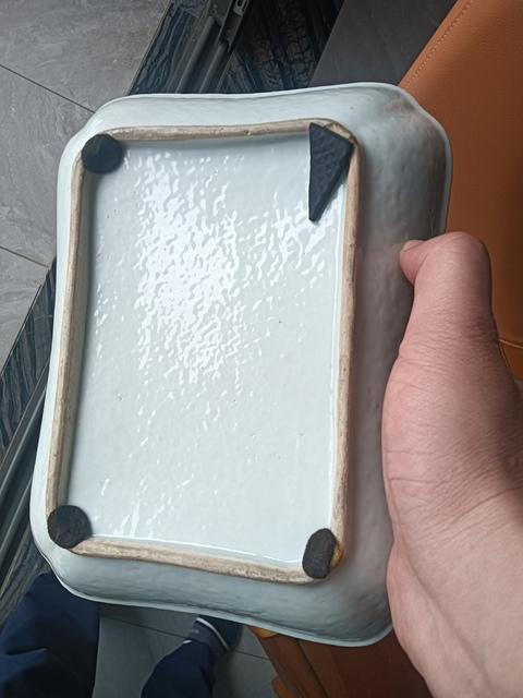 古玩陶瓷樓臺亭閣山水紋青花盤真品鑒賞圖