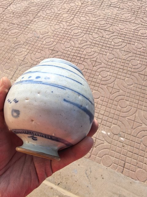 古玩陶瓷清中期 青花山水風(fēng)景高士圖蘋(píng)果尊真品鑒賞圖