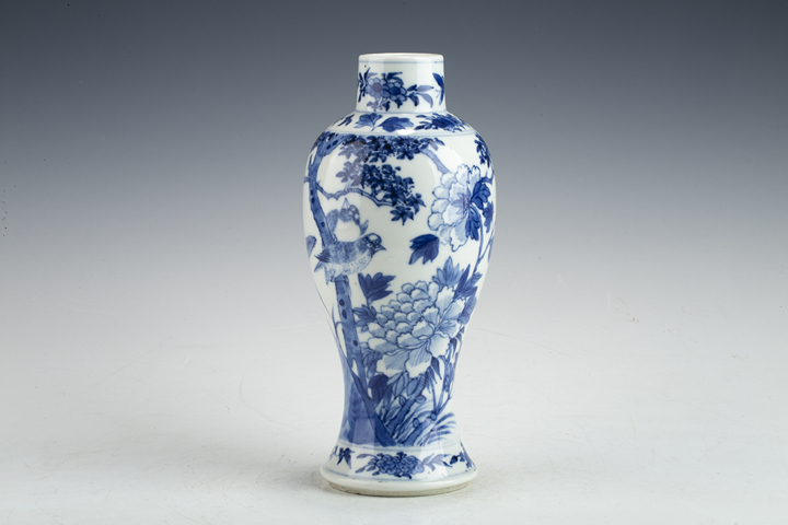 古玩陶瓷清晚·青花富貴白頭紋雞腿瓶一對真品鑒賞圖