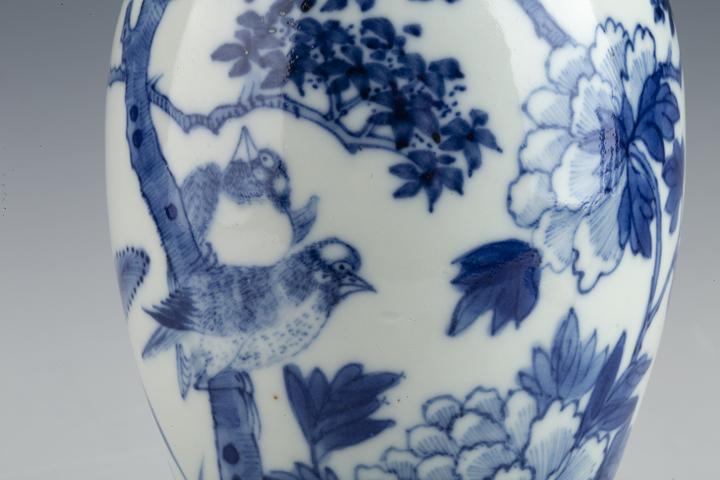 古玩陶瓷清晚·青花富貴白頭紋雞腿瓶一對真品鑒賞圖